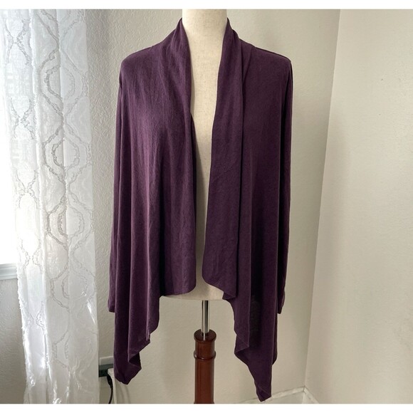 Bobeau Womens Purple Open Cardigan Small NWT Draped Front Asymmetrical Soft - Picture 1 of 8